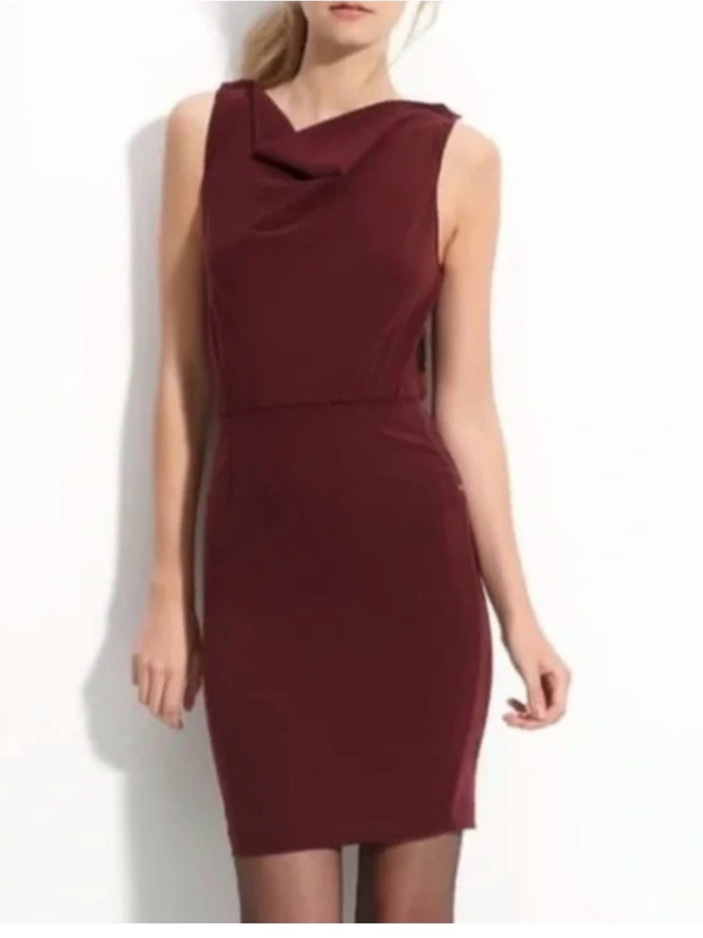 Alice + Olivia Danya Cowl Neck Sleeveless Mini Dress